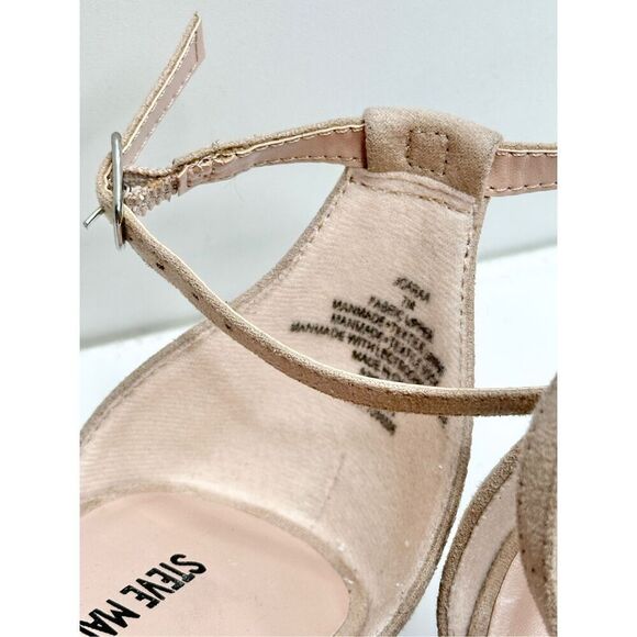 Steve Madden Sandals Womens Size 7 Tan Ankle Strap Block Heel - Picture 8 of 9